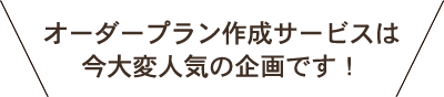 オーダープラン作成サービスは今大変人気の企画です！